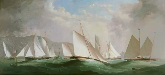 Přípravy na start, regata Dart Yacht Clubu, 1868